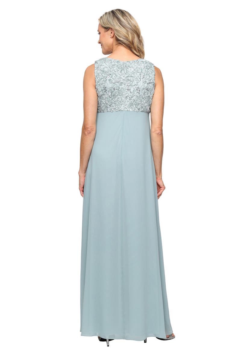 Embellished Empire Waist Gown with Soutache Jacket, Alternate, color, ICE SAGE