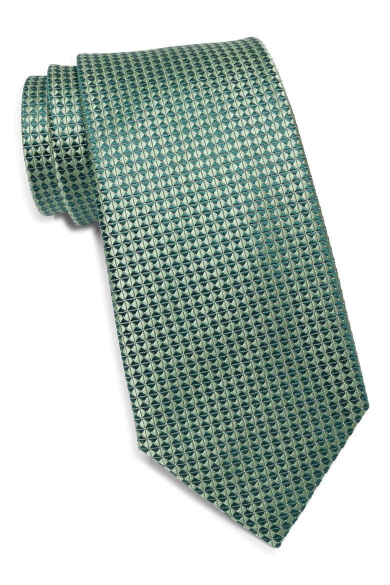 Geometric Silk Tie, Main, color, GREEN
