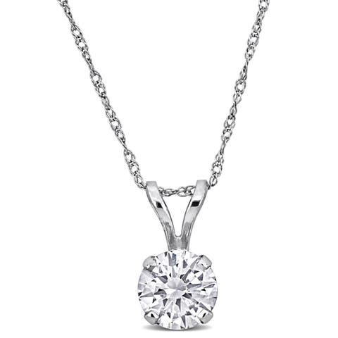 Lab-Grown Diamond Solitaire Necklace 14k Gold