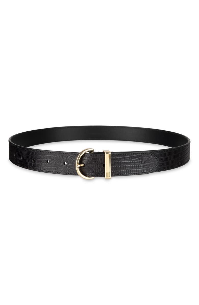 Cole Haan Lizard Embossed Leather Belt, Main, color, Black