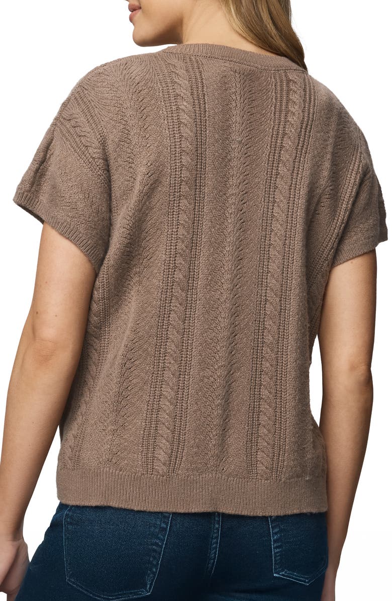Splendid Raelynn Short Sleeve Pointelle Sweater, Alternate, color, Cedar Brown