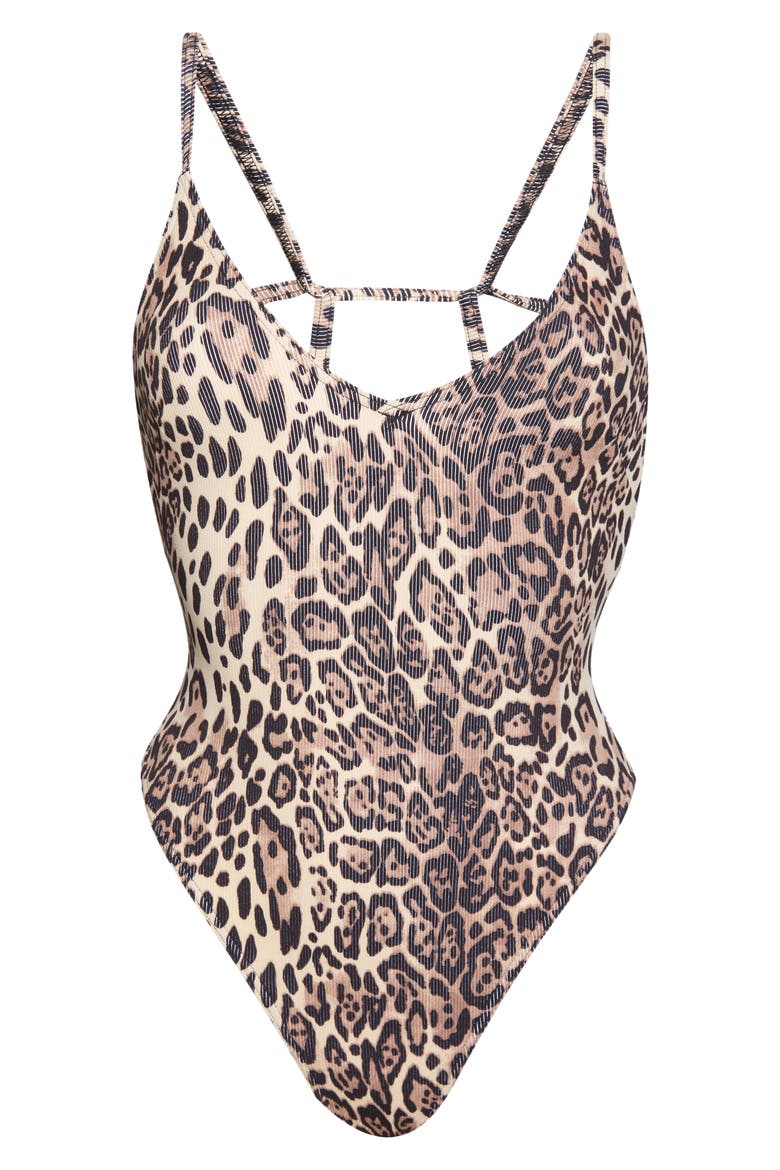 Animal Print Strappy Back One-Piece Swimsuit, Alternate, color, MULTI