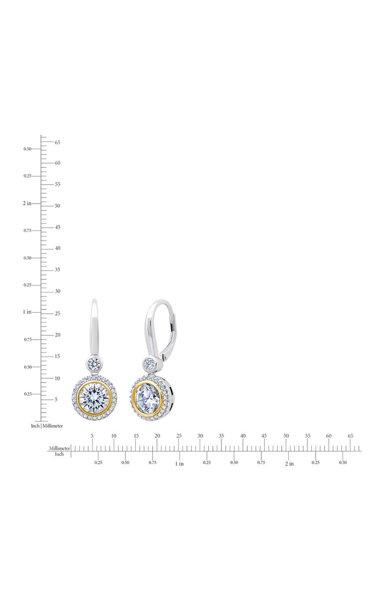 Crislu 2-Tone Halo Leverback Earrings, Alternate, color, Pure Platinum/ Clear Stone