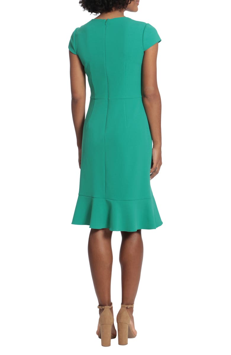 London Times Ruffle Cap Sleeve Scuba Knit Dress, Alternate, color, Medium Green