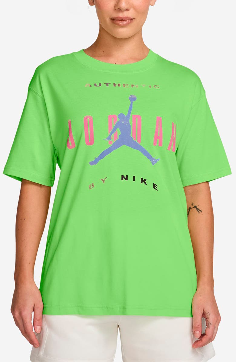 Jordan Flight Relaxed Fit Cotton Graphic T-Shirt, Main, color, Key Lime/ Digital Pink/ Blue