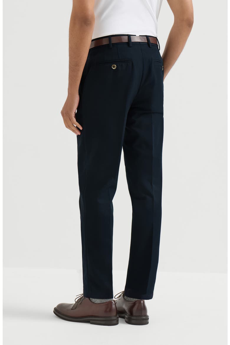Cotton and virgin wool gabardine Italian fit trousers, Alternate, color, Blue