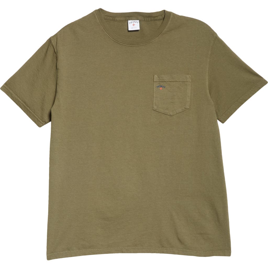 Noah Core Logo Pocket Tee In Army Green