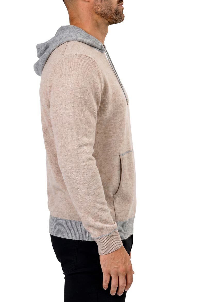 Mercerized Cotton Sweater Hoodie, Alternate, color, BROWN