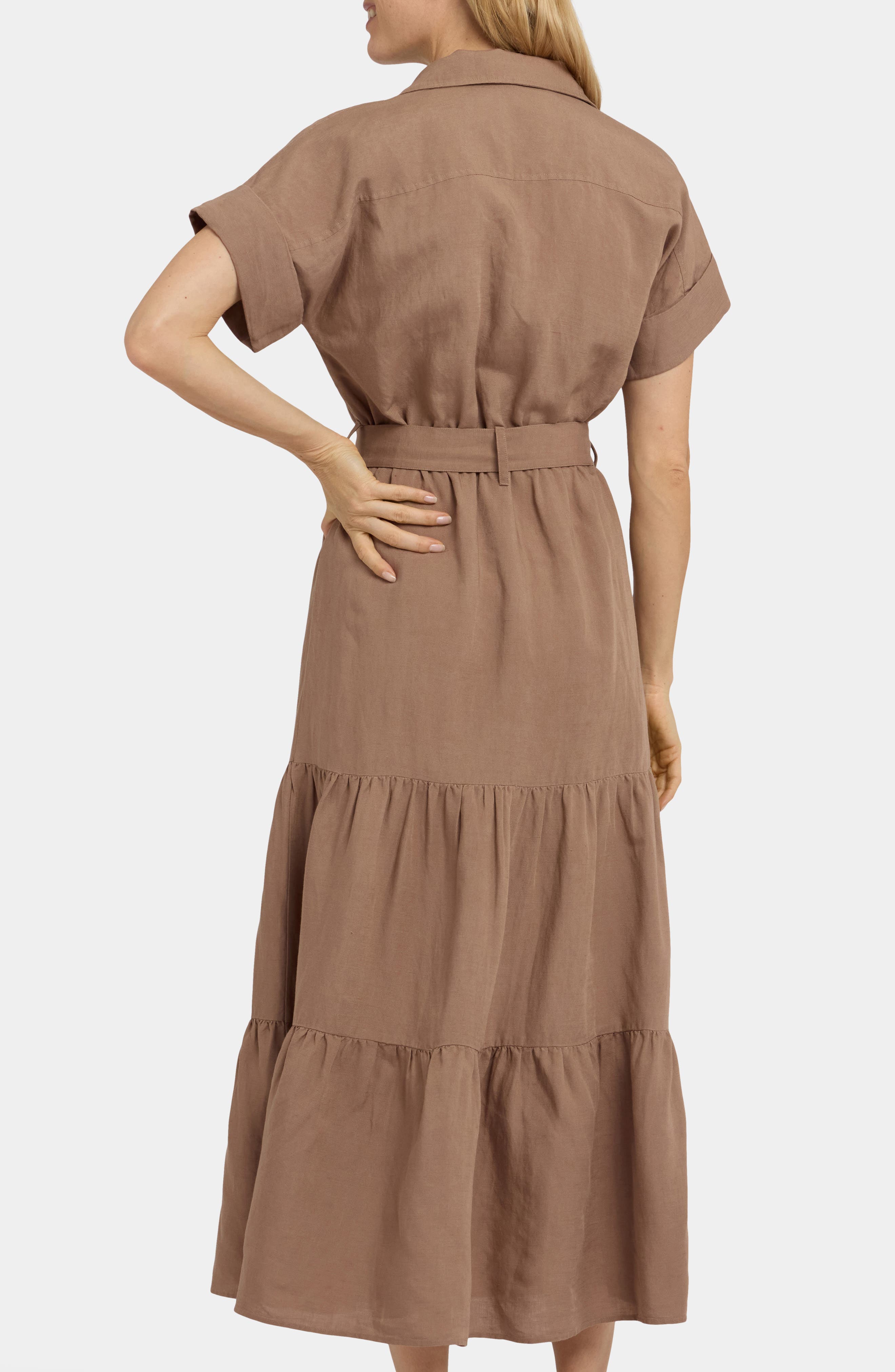 Tiered Linen Blend Shirtdress - image 2