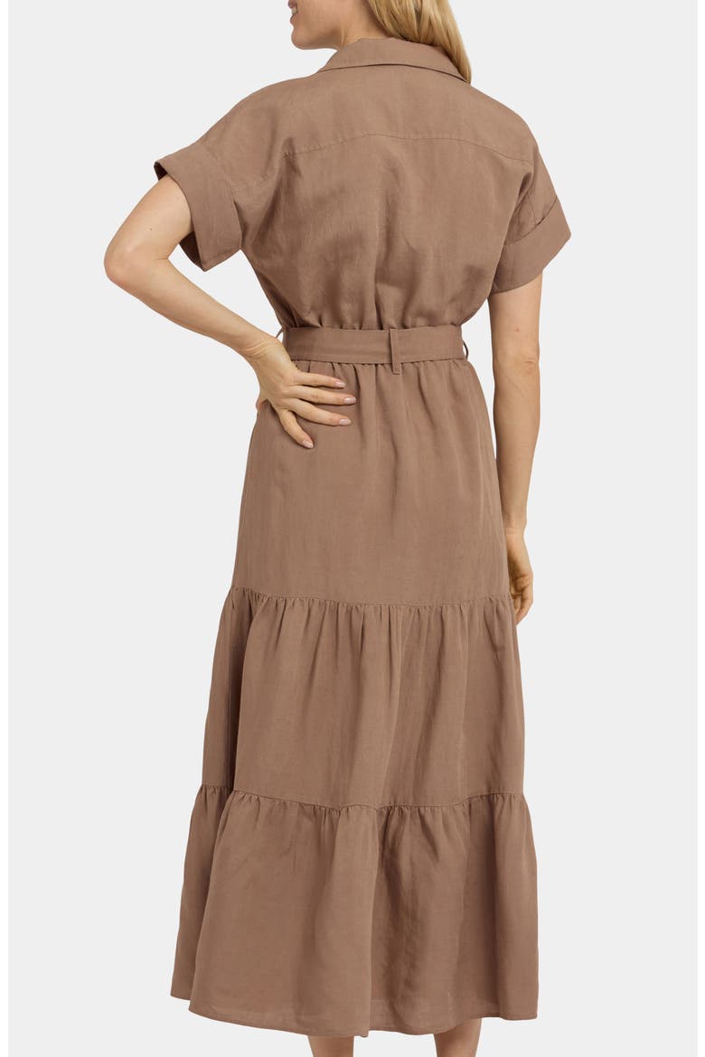 Tiered Linen Blend Shirtdress, Alternate, color, TOASTED COCONUT