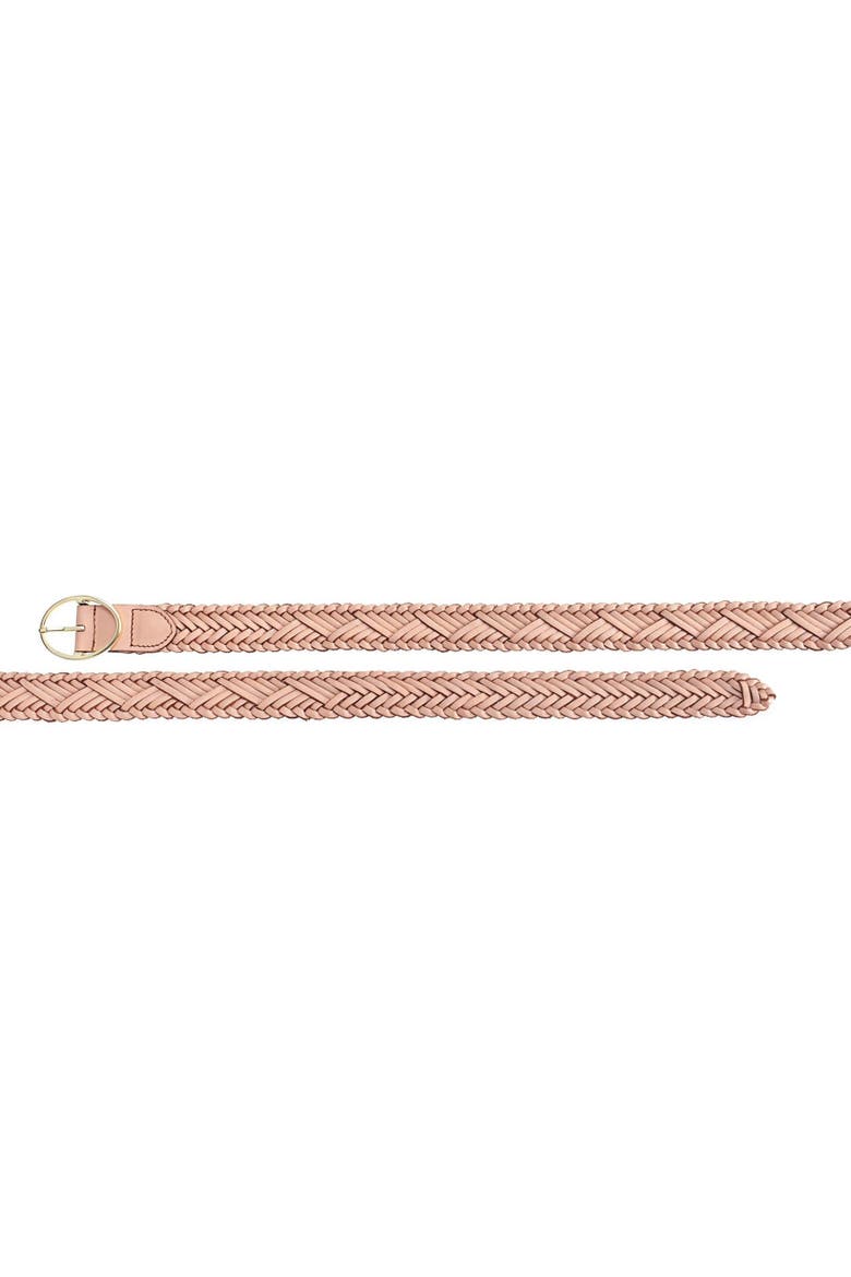Woven Leather Belt, Alternate, color, Rose