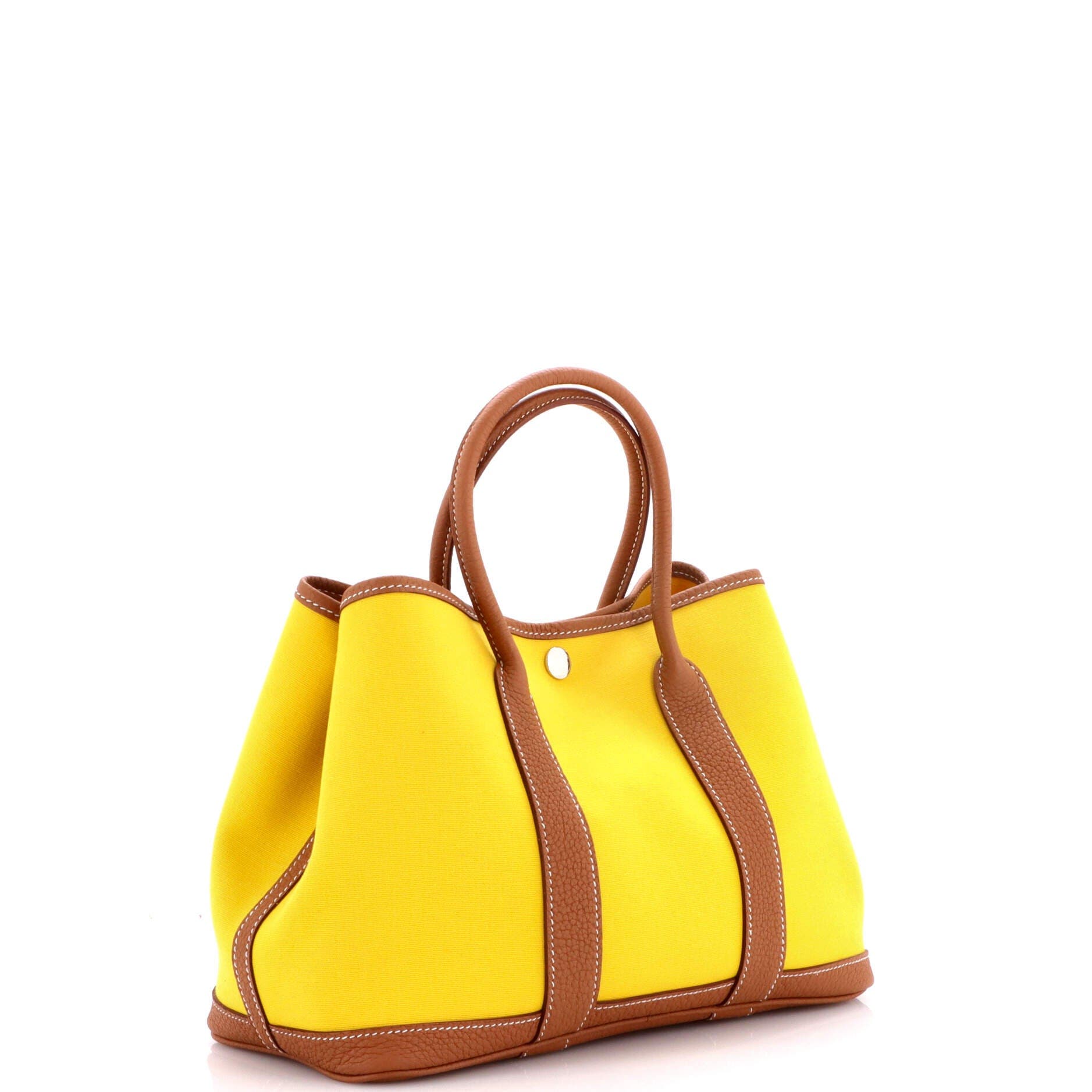 Pre-Owned Hermes Garden Party Tote Toile and Leather 30, Alternate, color, Jaune Ambre