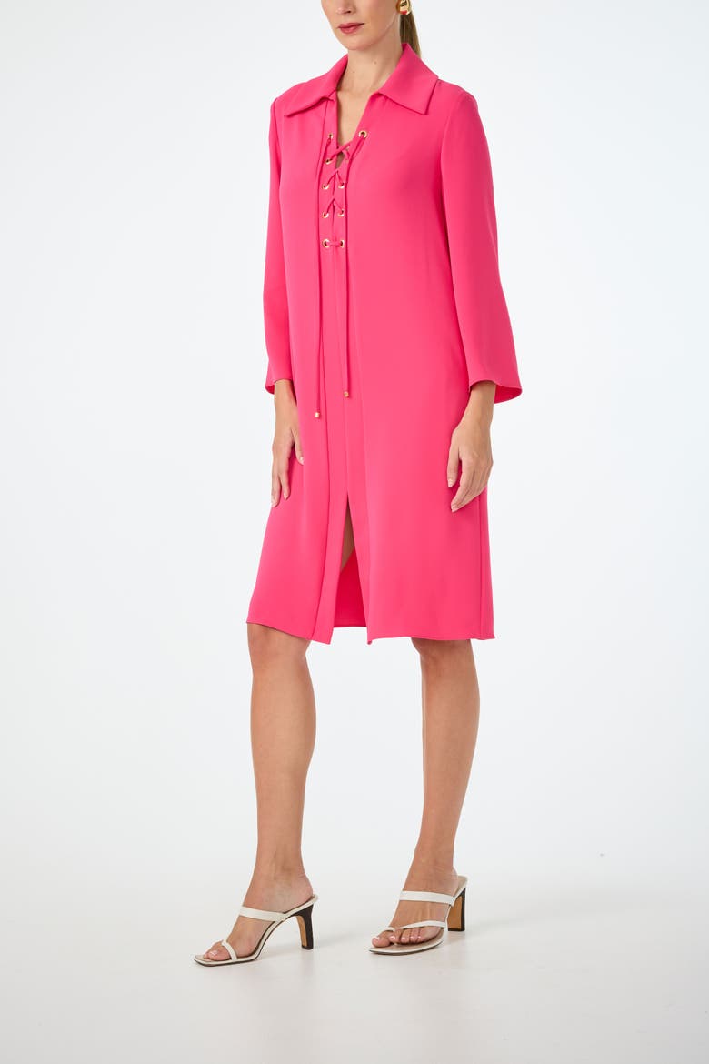 Janeiro Lace Up Collared Dress, Alternate, color, Rio Rose