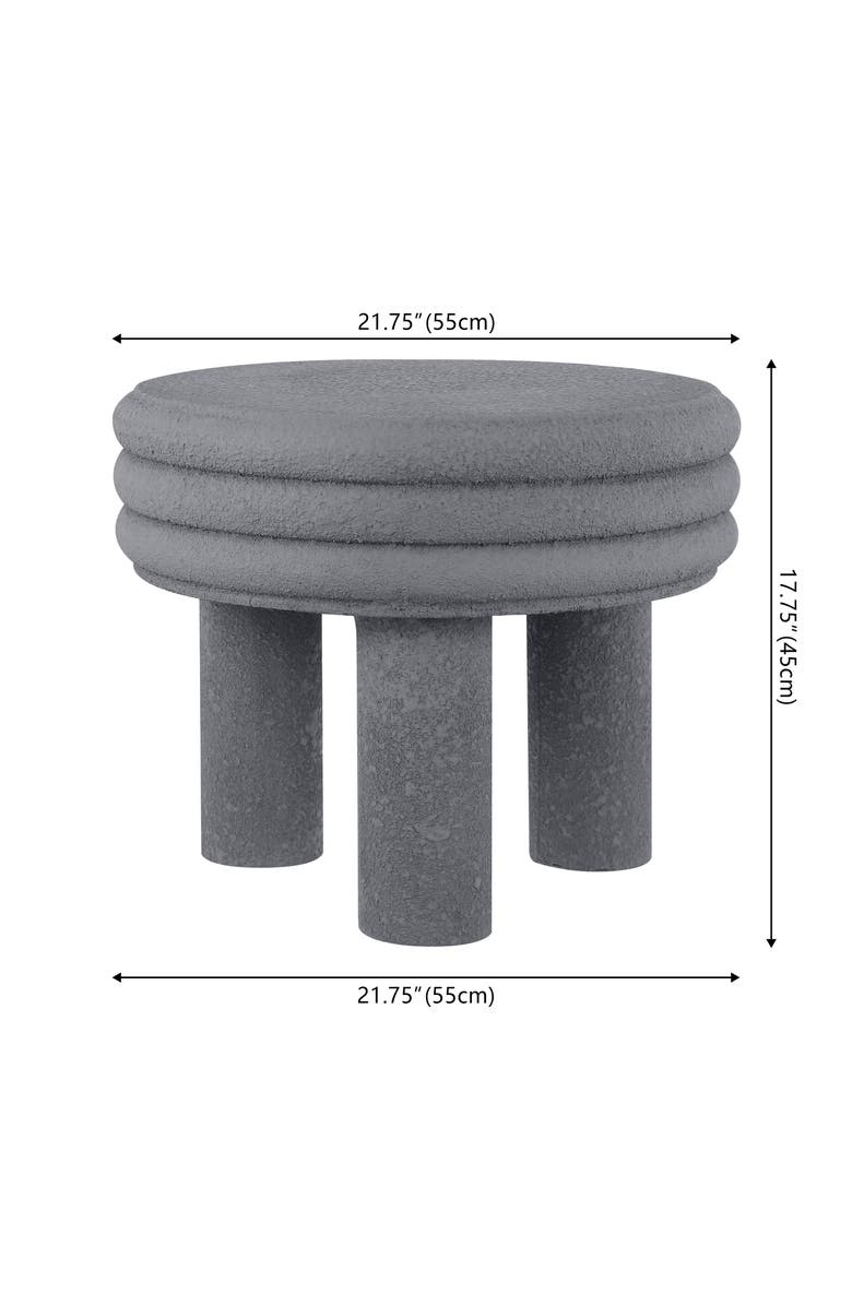 JONATHAN Y Rashida Modern Round Polyresin Indoor/Outdoor Low Accent Coffee Table, Chunky Ribbed Tripod Base, All-Weather, Alternate, color, Gray Frosted