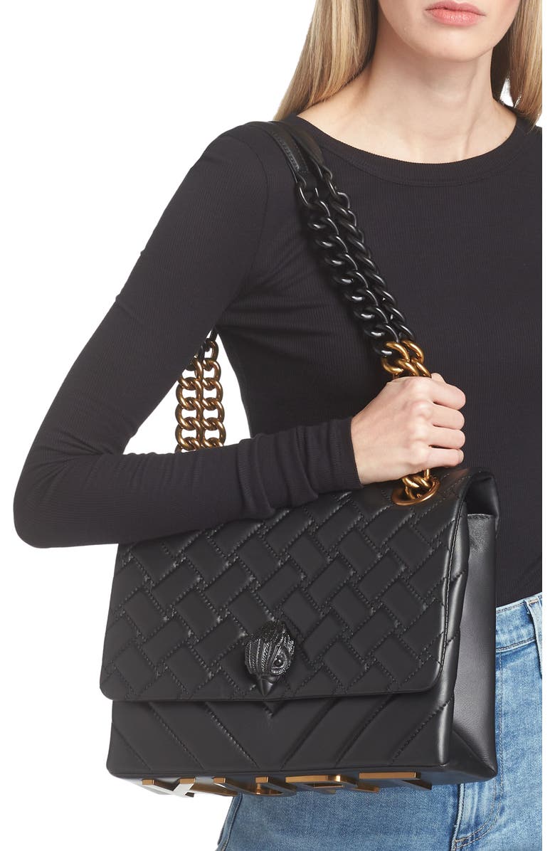 Kurt Geiger London Large Kensington Kurt Leather Convertible Shoulder Bag, Alternate, color, Black