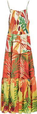 Desigual Smocked Bodice Tiered Maxi Cover-Up Sundress