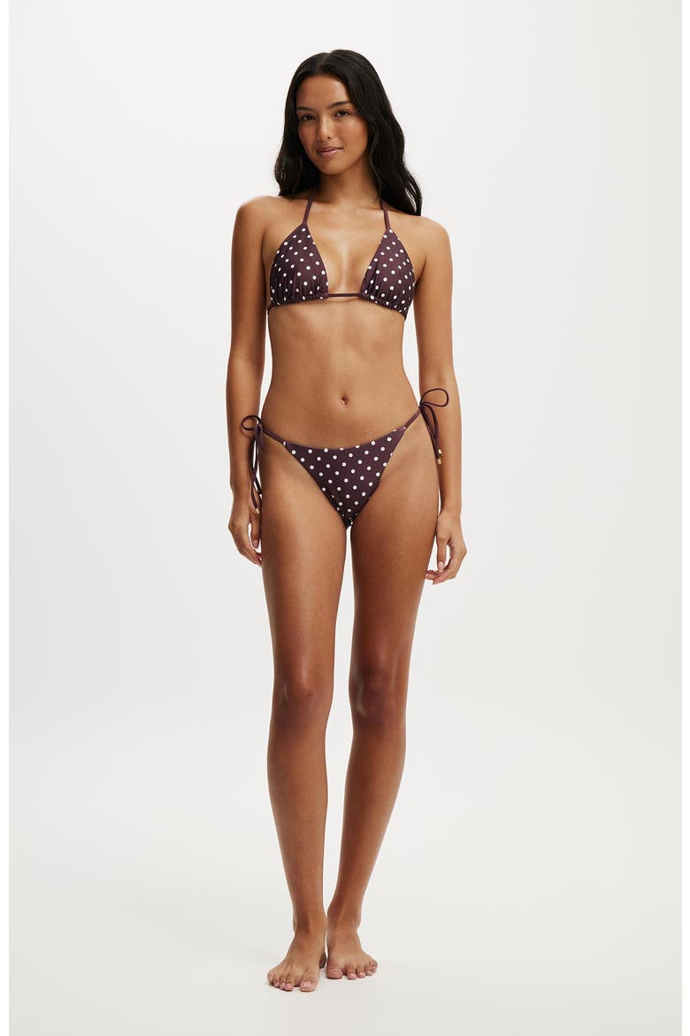 Women's String Triangle Bikini Top, Alternate, color, Missy Spot Plum Kiss