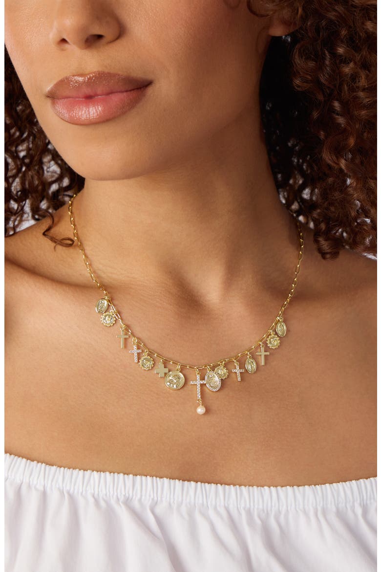 Religious Charm Necklace, Alternate, color, GOLD