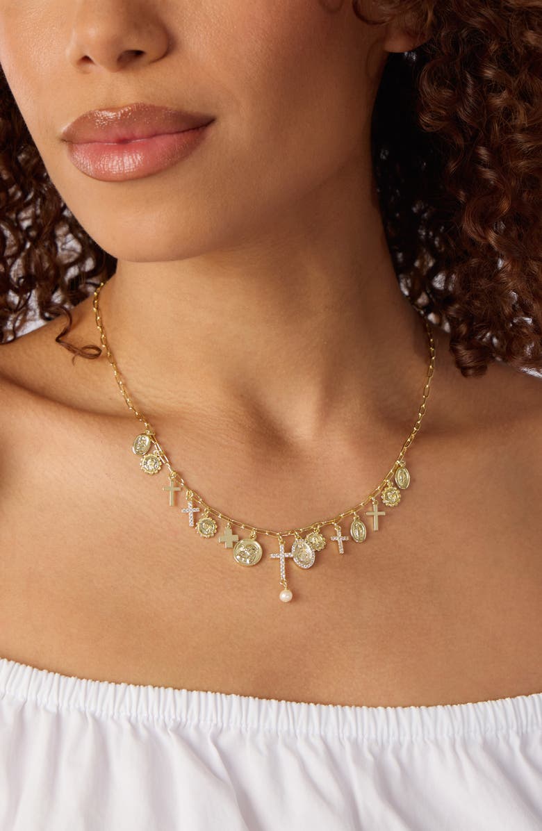 ATHRA LUXE Religious Charm Necklace, Alternate, color, Gold