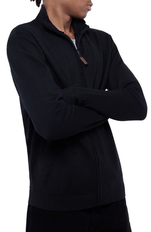 Spring + Mercer Mock Neck Full Zip Sweater In Black