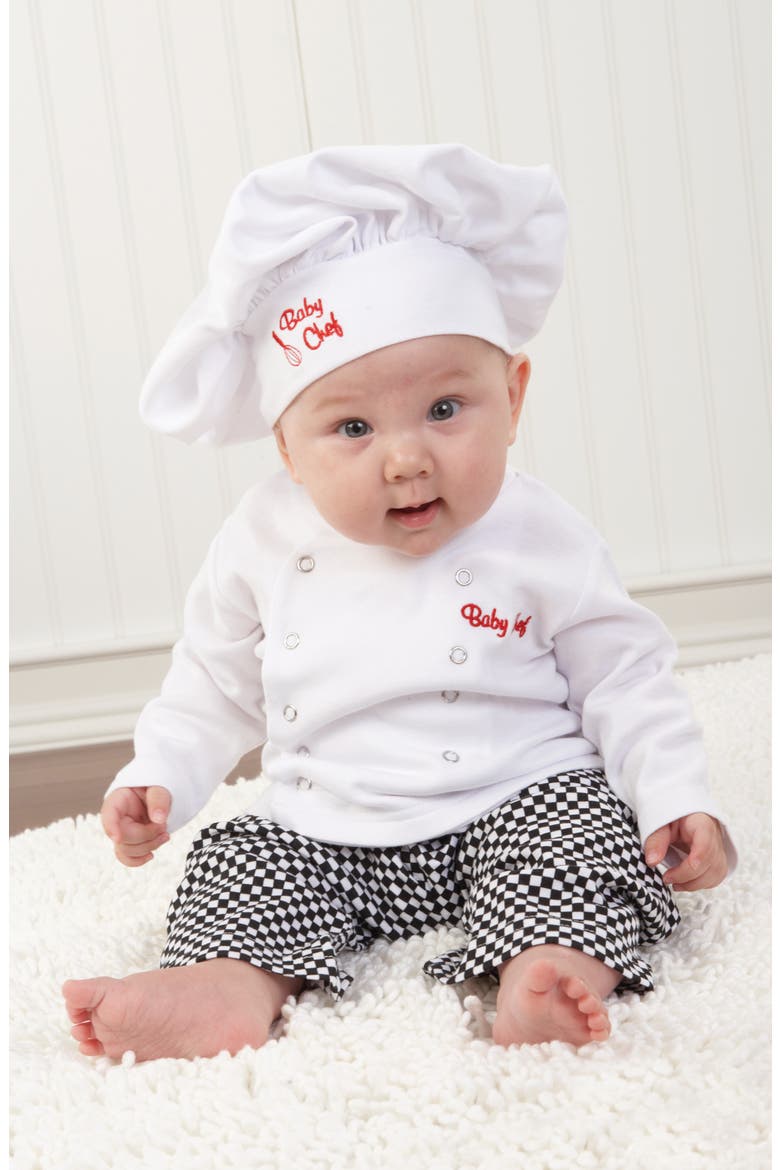 Big Dreamzzz Chef 3-Piece Cotton Top, Pants & Hat Gift Set, Alternate, color, WHITE