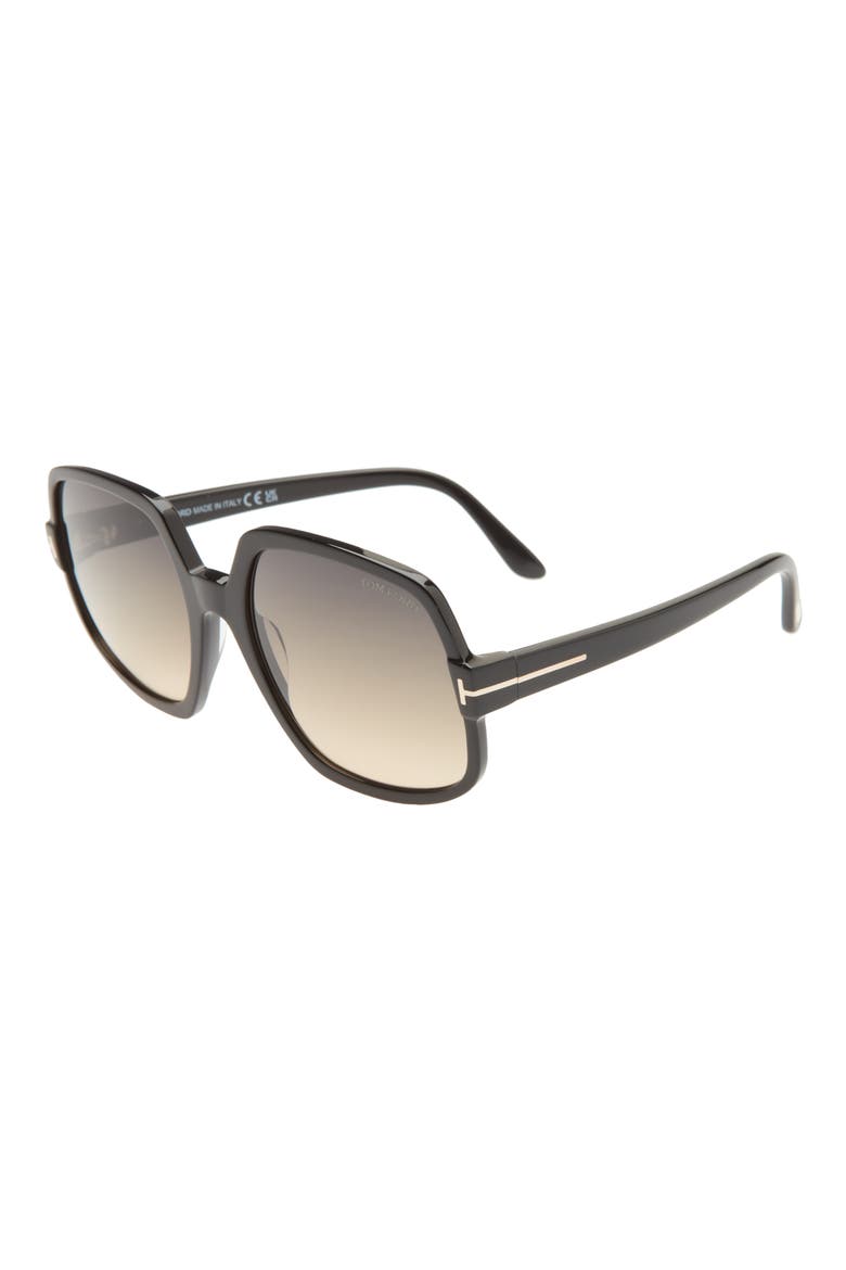 Delphine 60mm Gradient Sunglasses, Alternate, color, SHINY BLACK / GRADIENT SMOKE