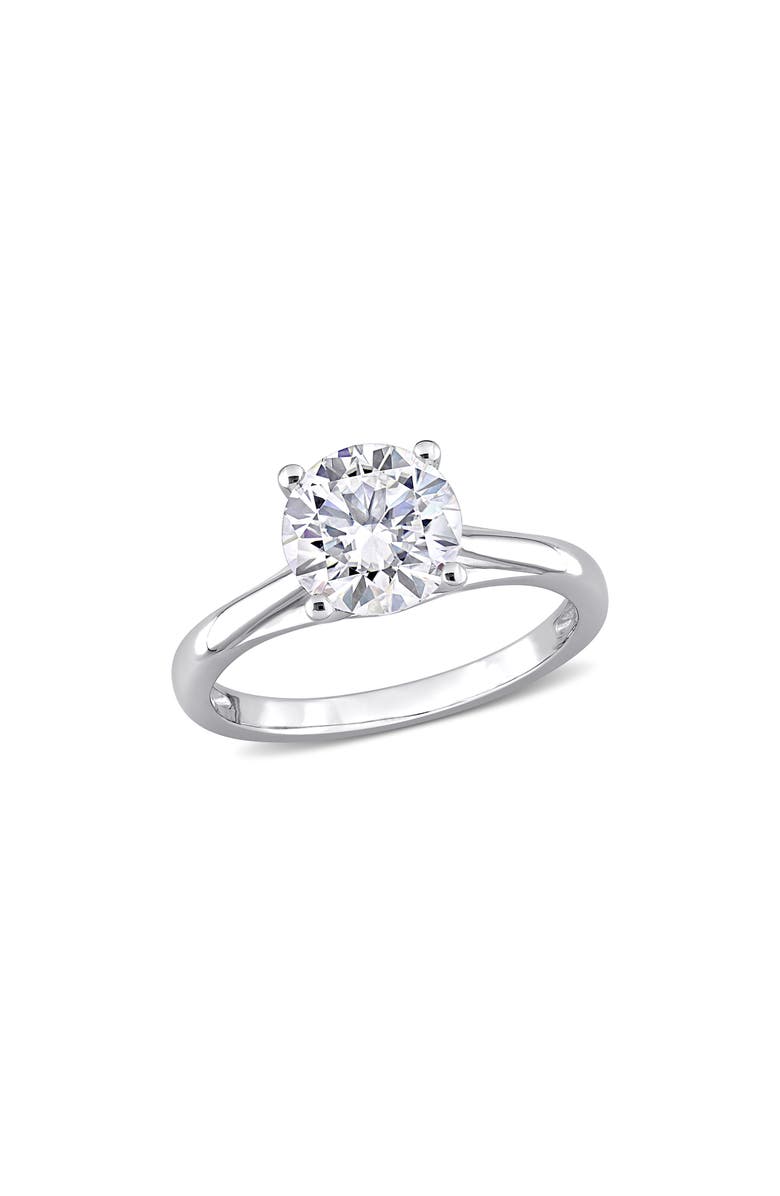 DELMAR 10K White Gold Created Moissanite Engagement Ring, Main, color, White