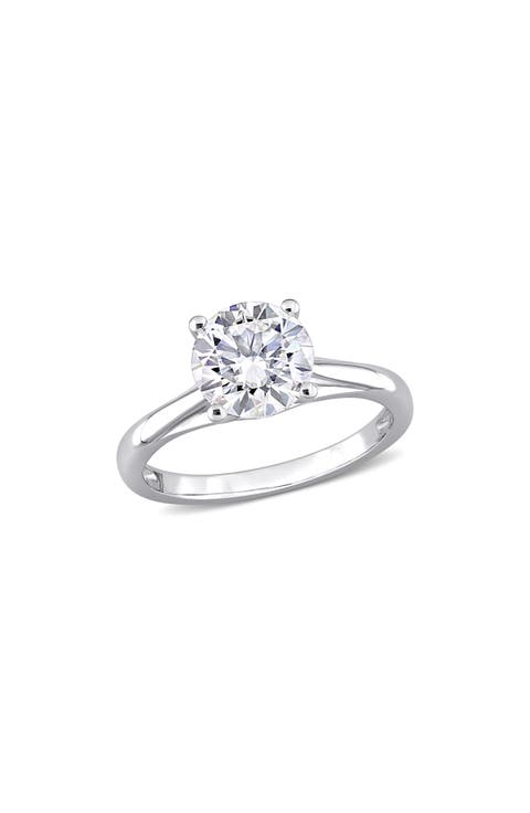 10K White Gold Created Moissanite Engagement Ring