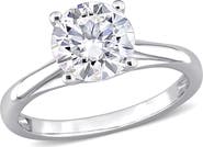 DELMAR 10K White Gold Created Moissanite Engagement Ring
