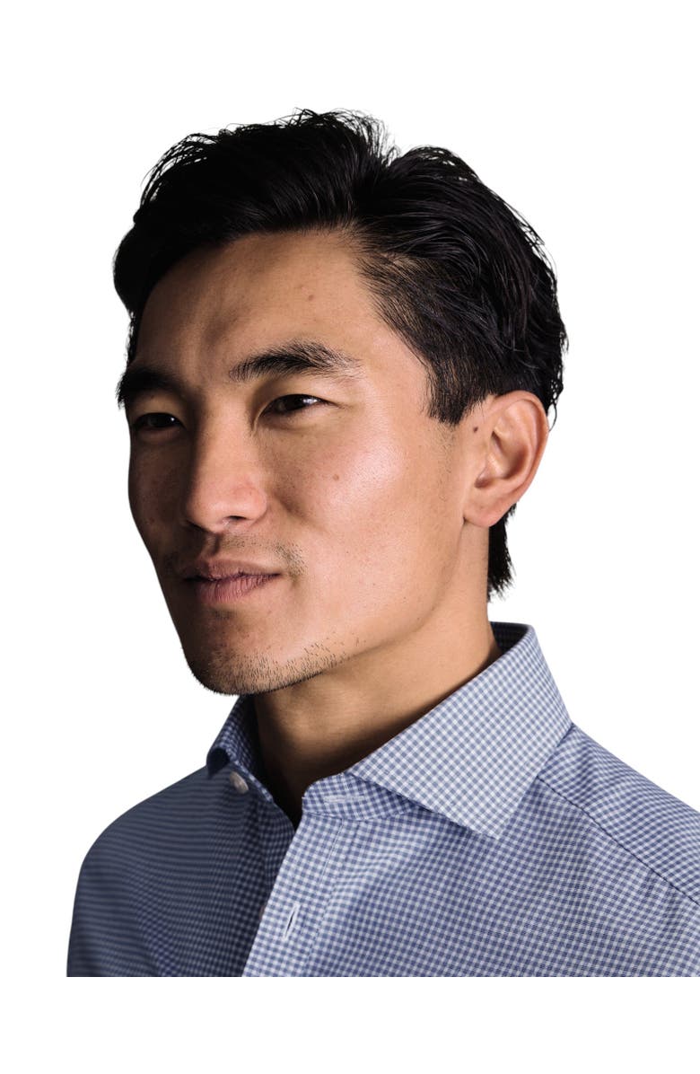 Charles Tyrwhitt Non-Iron Poplin Gingham Shirt, Alternate, color, Royal Blue