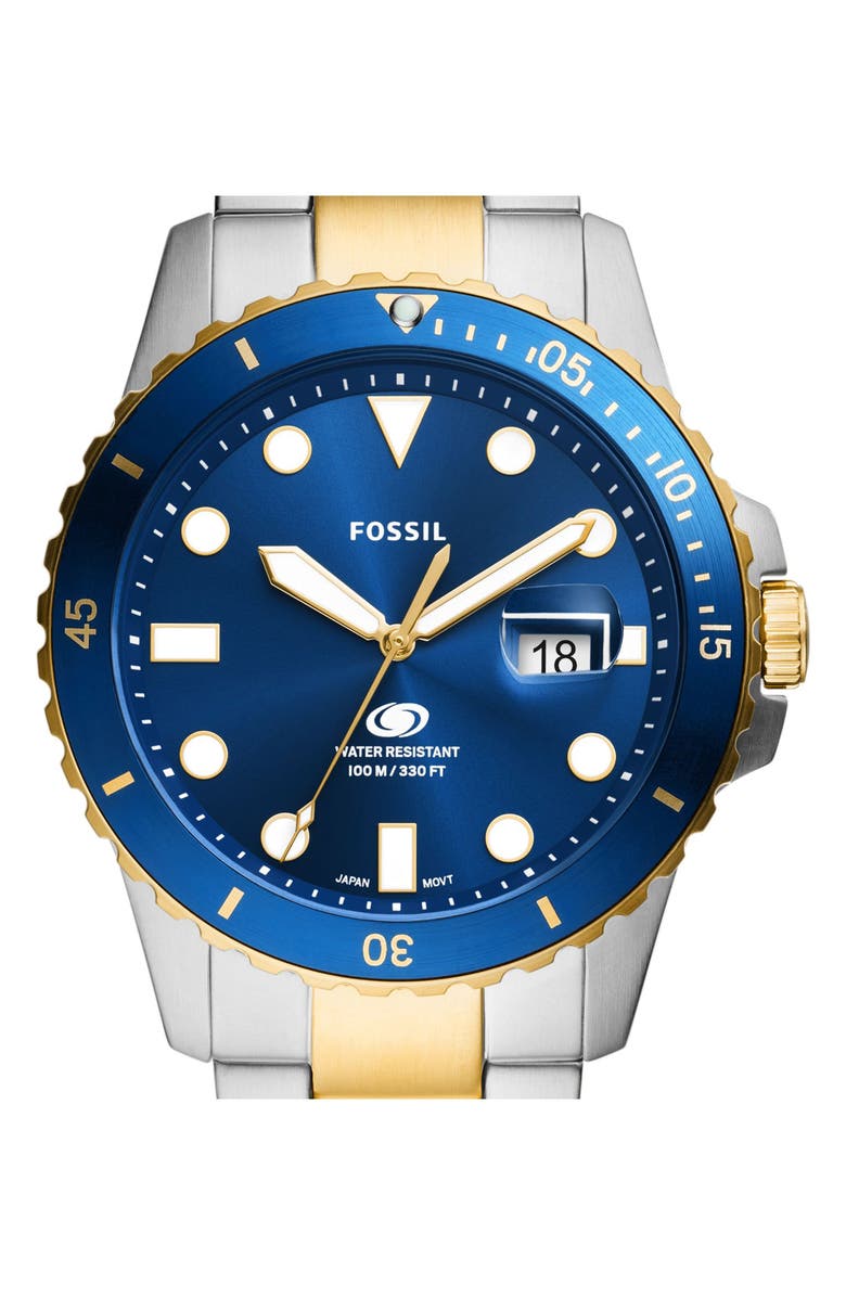 Fossil Blue Dive Bracelet Watch, 42mm, Alternate, color, Two Tone