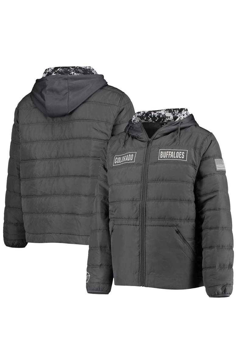 COLOSSEUM Men's Colosseum Charcoal Colorado Buffaloes OHT Military Appreciation Digital Camo Detail Full-Zip Puffer Jacket, Main, color,