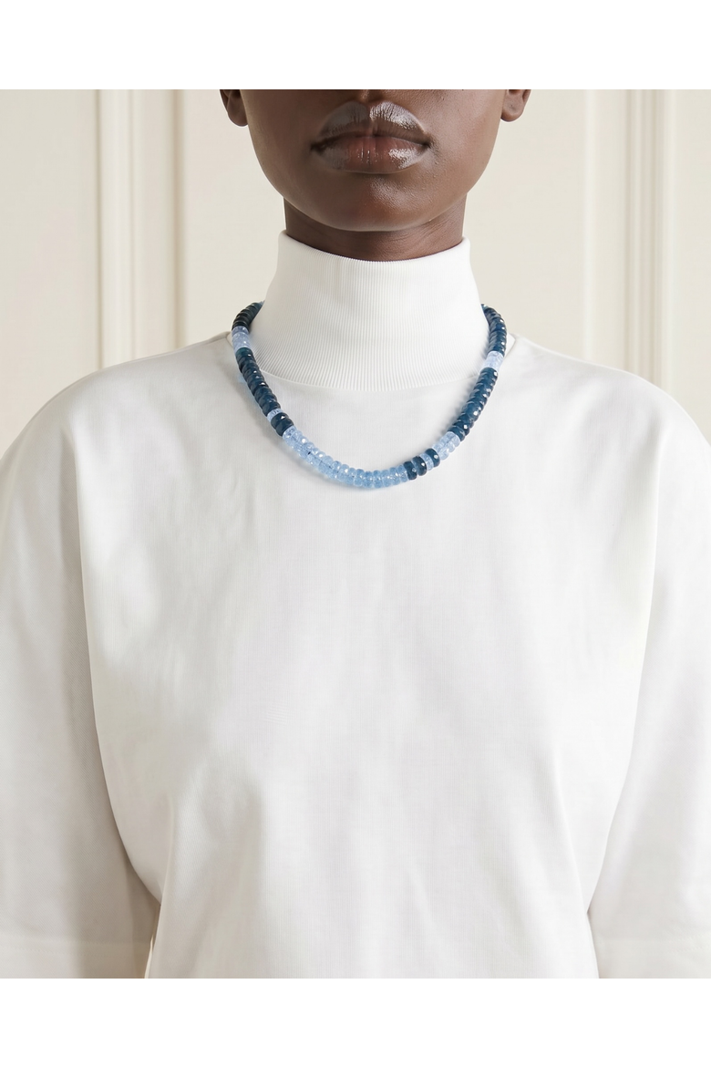 Faceted Gemstone Necklace - Topaz and Dark Blue Quartz, Alternate, color, 17-19"