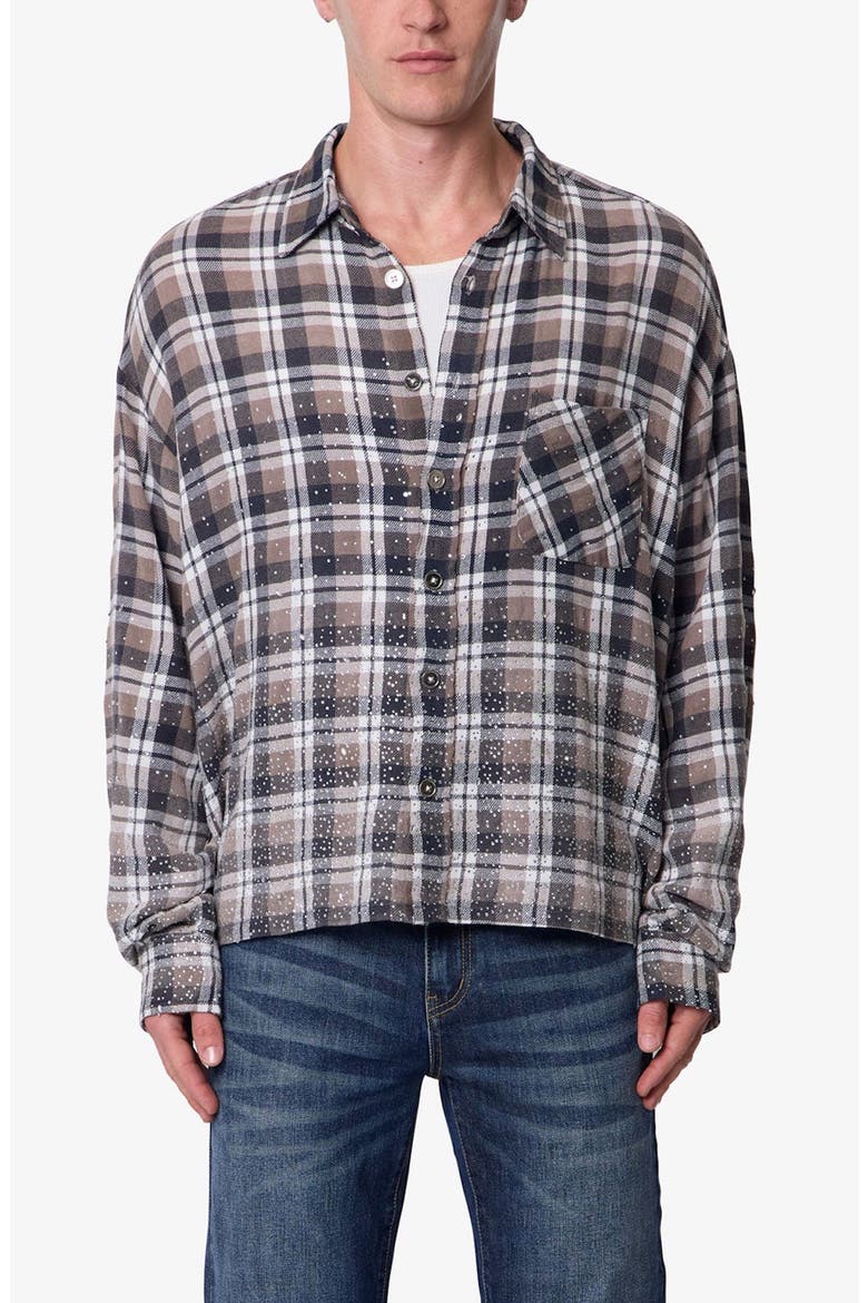 Rhinestone Flannel Shirt, Main, color, BROWN