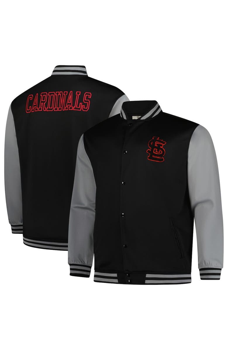 PROFILE Men's Profile Black/Gray St. Louis Cardinals Full-Snap Varsity Jacket, Main, color, Black