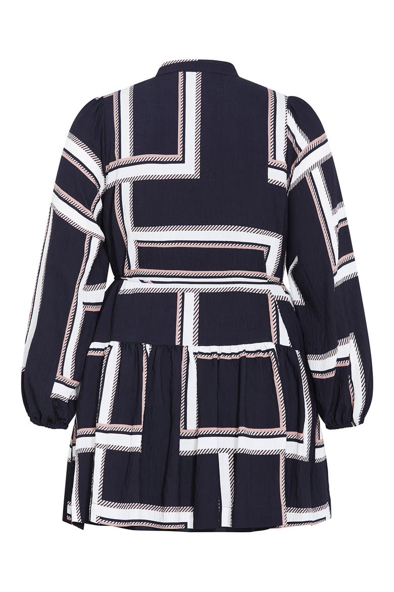 Laurie Print Long Sleeve Dress, Alternate, color, SLEEK STRIPES NAVY