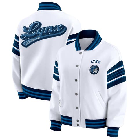 Women's WEAR by Erin Andrews White/Navy Minnesota Lynx Full-Snap Fleece Sweatshirt Jacket