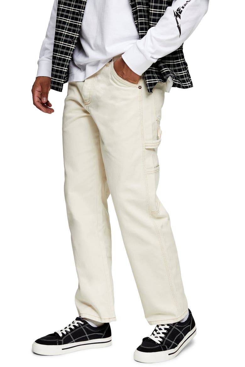 Carpenter Wide Leg Jeans, Main, color, OFF WHITE