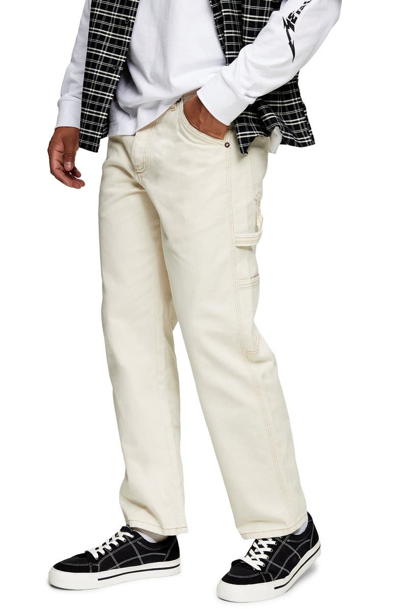 Topman Carpenter Wide Leg Jeans, Main, color, 