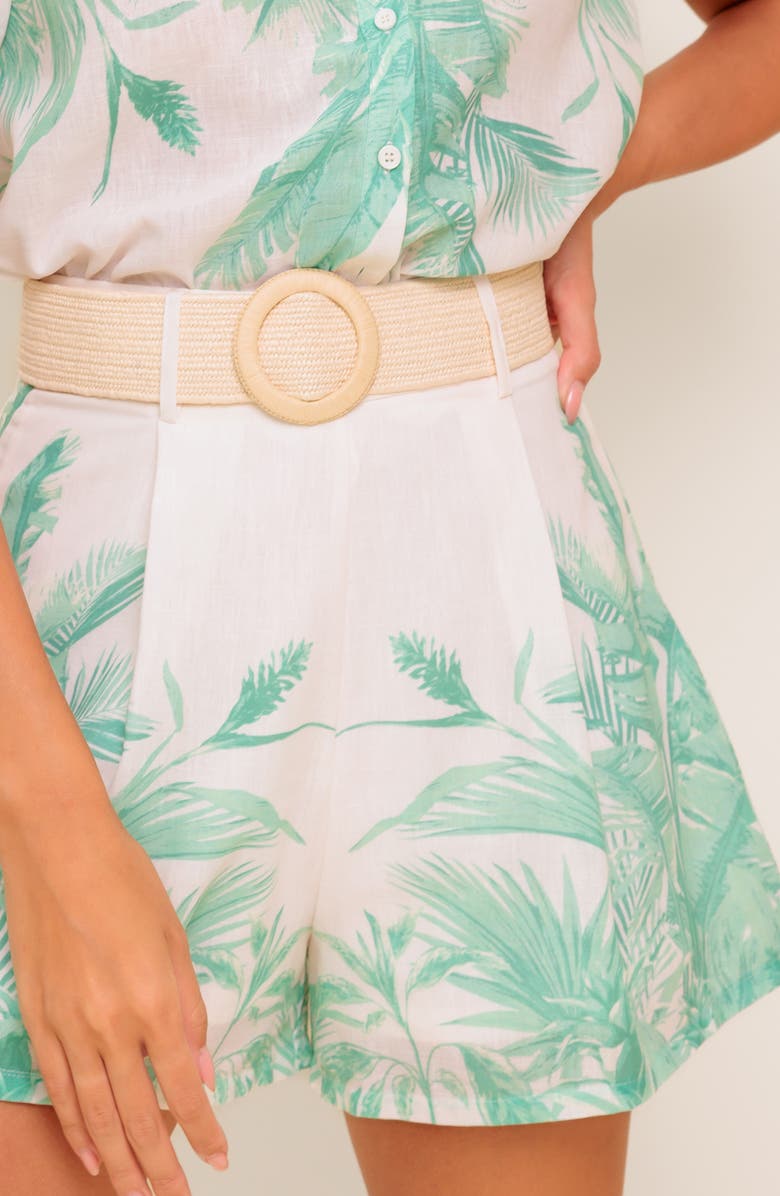 FLYING TOMATO Printed Shirt & Shorts Set, Alternate, color, Ivory Sage