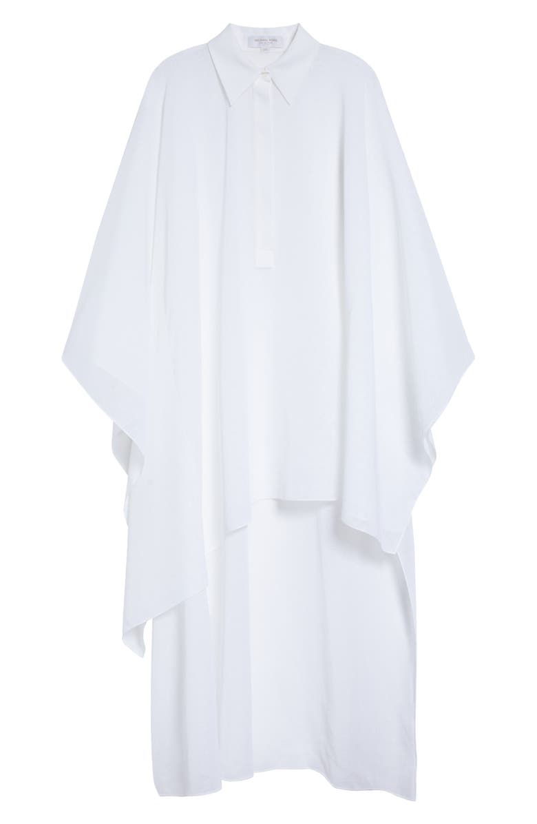 Michael Kors Collection Asymmetric Linen Gauze Caftan, Alternate, color, Optic White