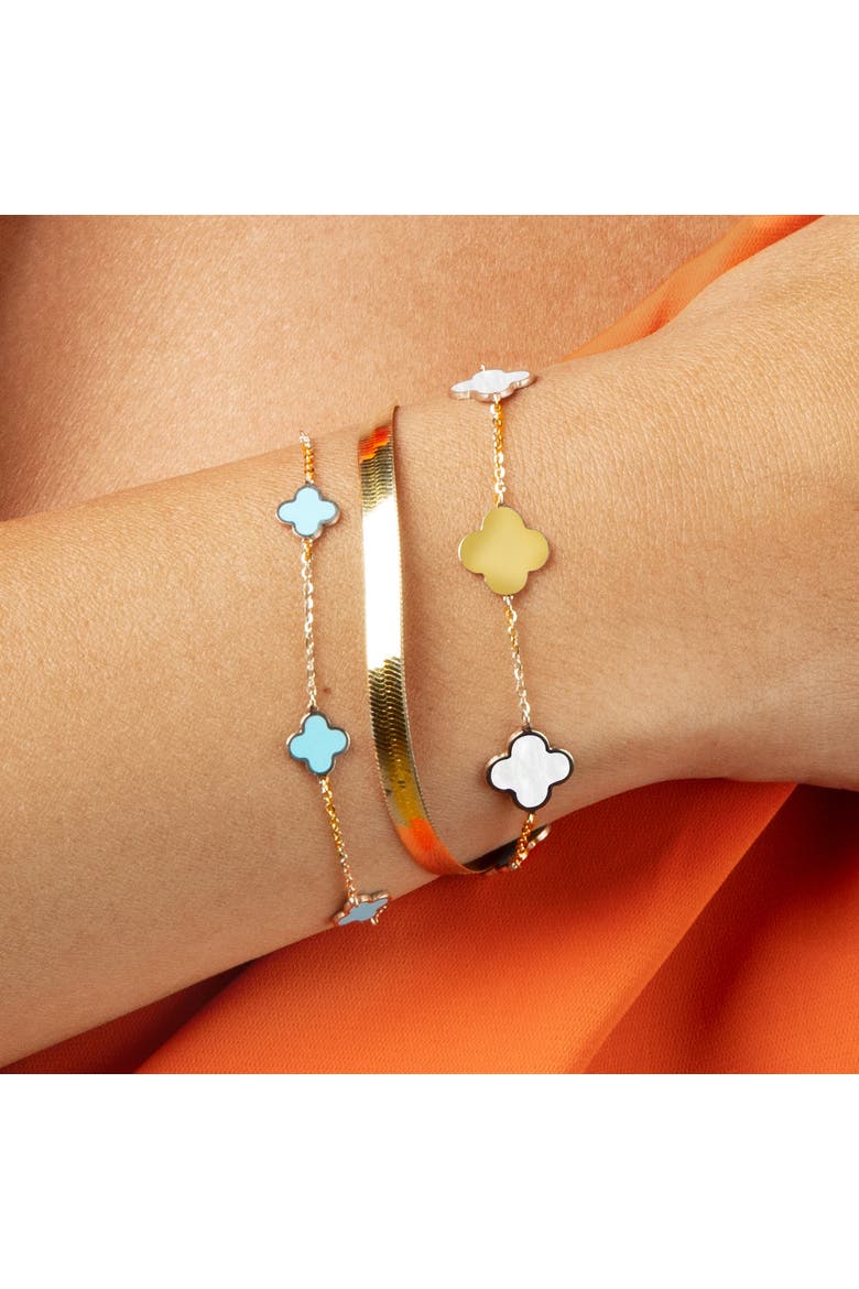 Small Mother of Pearl and Gold Clover Bracelet, Alternate, color, Mother of Pearl and Gold
