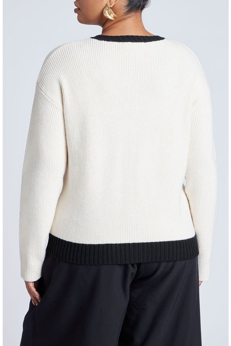 Contrast Placket Cardigan, Alternate, color, CREAM AND BLACK