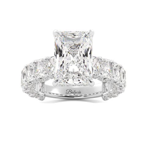 Radiant Cut Iced Out Engagement Ring with Radiant Cut Side Diamonds