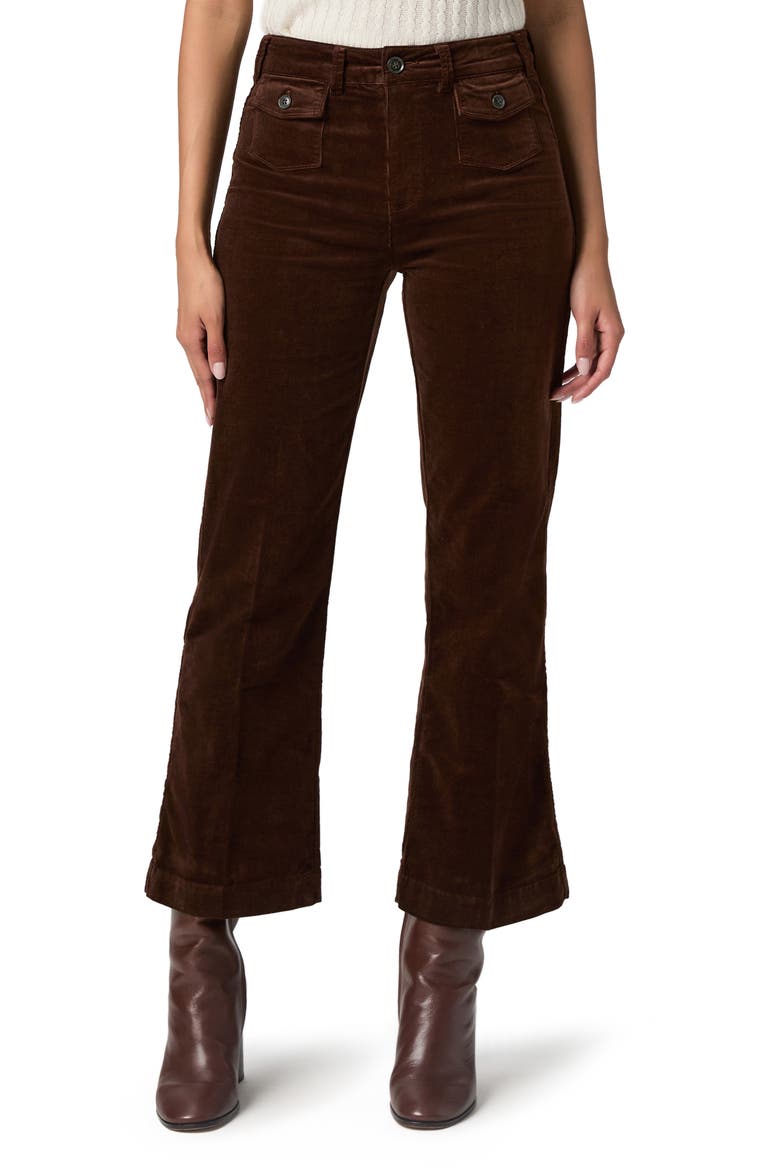 Leenah Patch Pocket Ankle Wide Leg Corduroy Pants, Main, color, CHICORY COFFEE