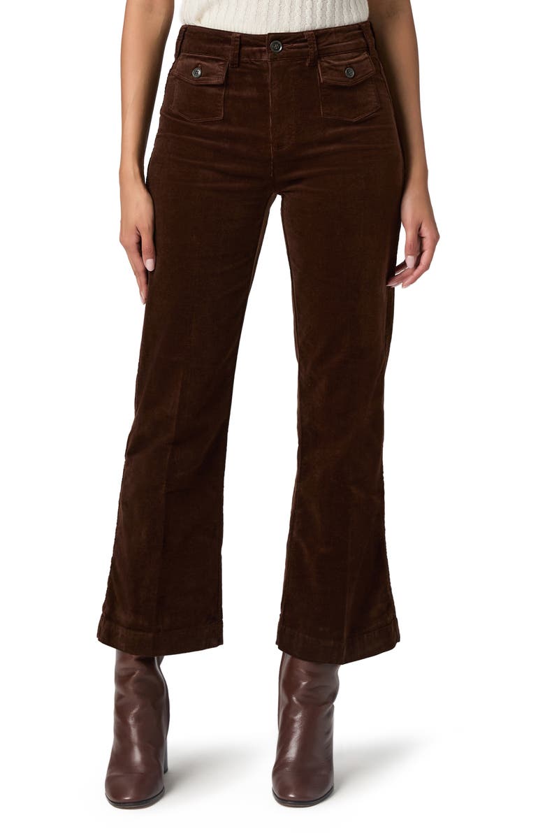 PAIGE Leenah Patch Pocket Ankle Wide Leg Corduroy Pants, Main, color, Chicory Coffee