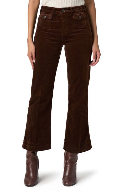 Leenah Patch Pocket Ankle Wide Leg Corduroy Pants