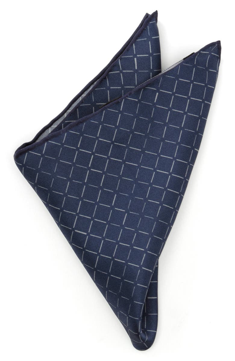 Cufflinks, Inc. Diamond Silk Pocket Square, Main, color, Navy