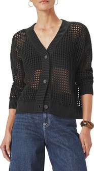 Splendid Camellia Openwork V-Neck Cotton Blend Cardigan