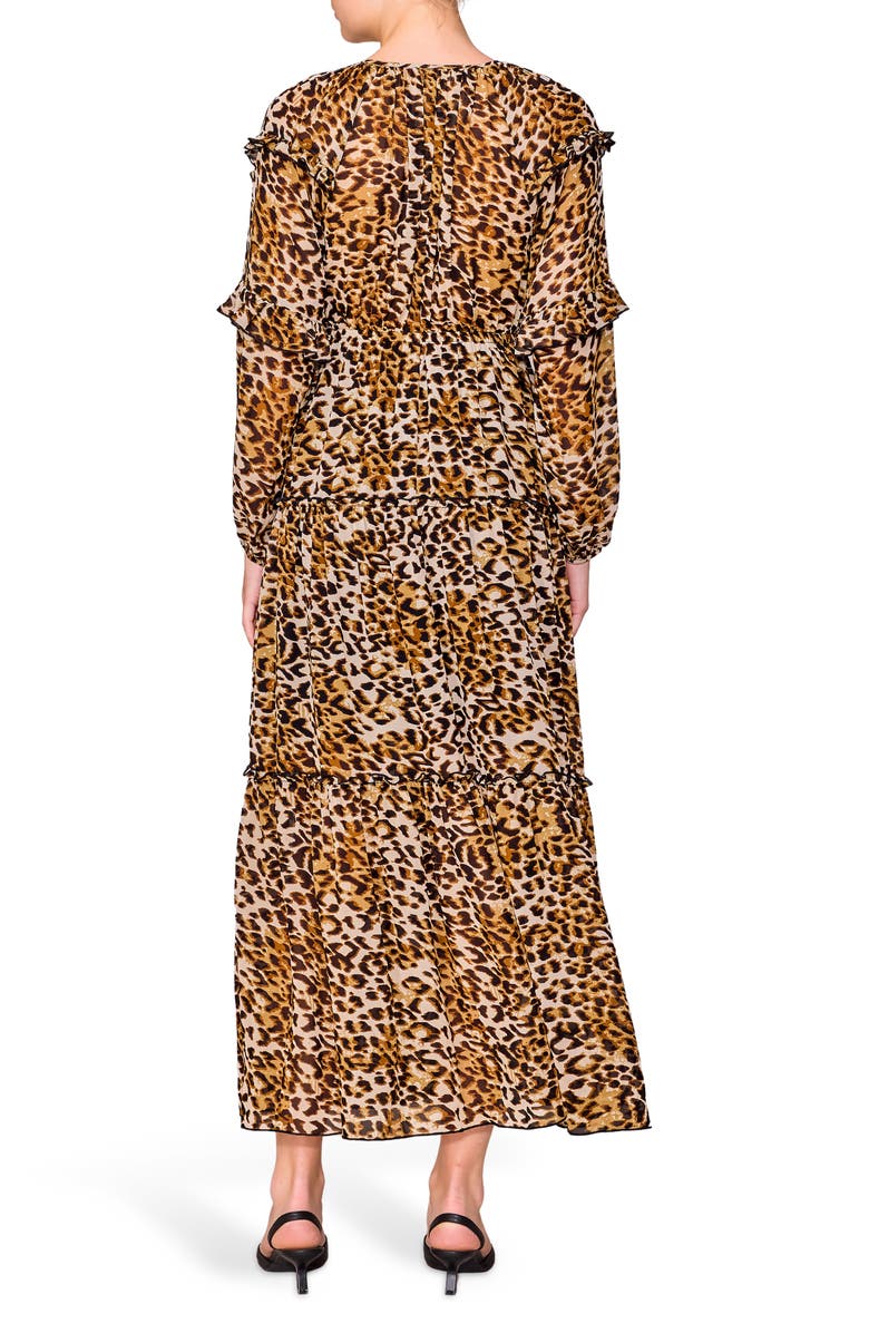 MELLODAY Front Tie Long Sleeve Dress, Alternate, color, Cheetah Print